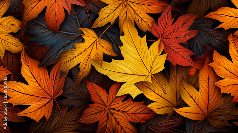 Fall theme background colorful autumn leaves pattern