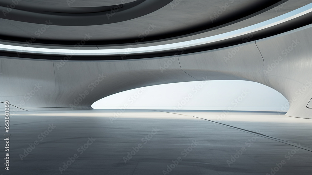 Abstract futuristic 3d architecture with empty concrete floor garage style, for presentation or car presentation, copy space Abstract futuristic 3d architecture with empty concrete floor garage style, for presentation or car presentation, copy space