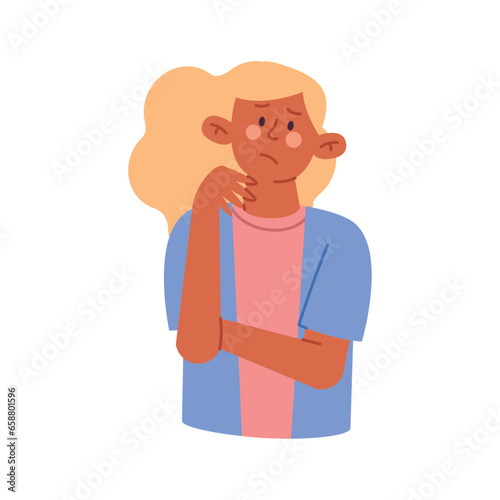 woman thinking with doubt