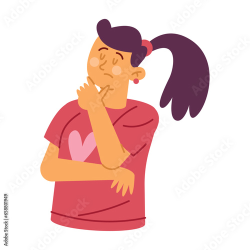 woman thinking worried design