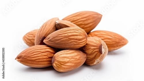 Healthy food concept. Almond on white background