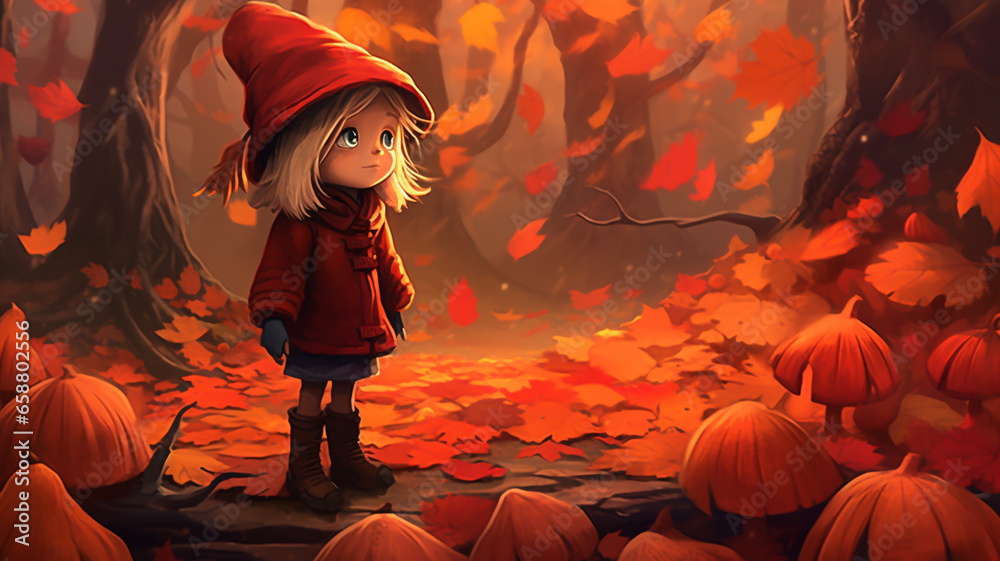 Naklejka premium Autumn theme background art, fall colors with leaves