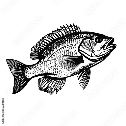 Hand Drawn Sketch Tilapia Fish Illustration 