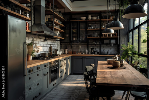 Industrial Cabinet - United States - Cabinet with an industrial-inspired design, often featuring metal accents and exposed hardware