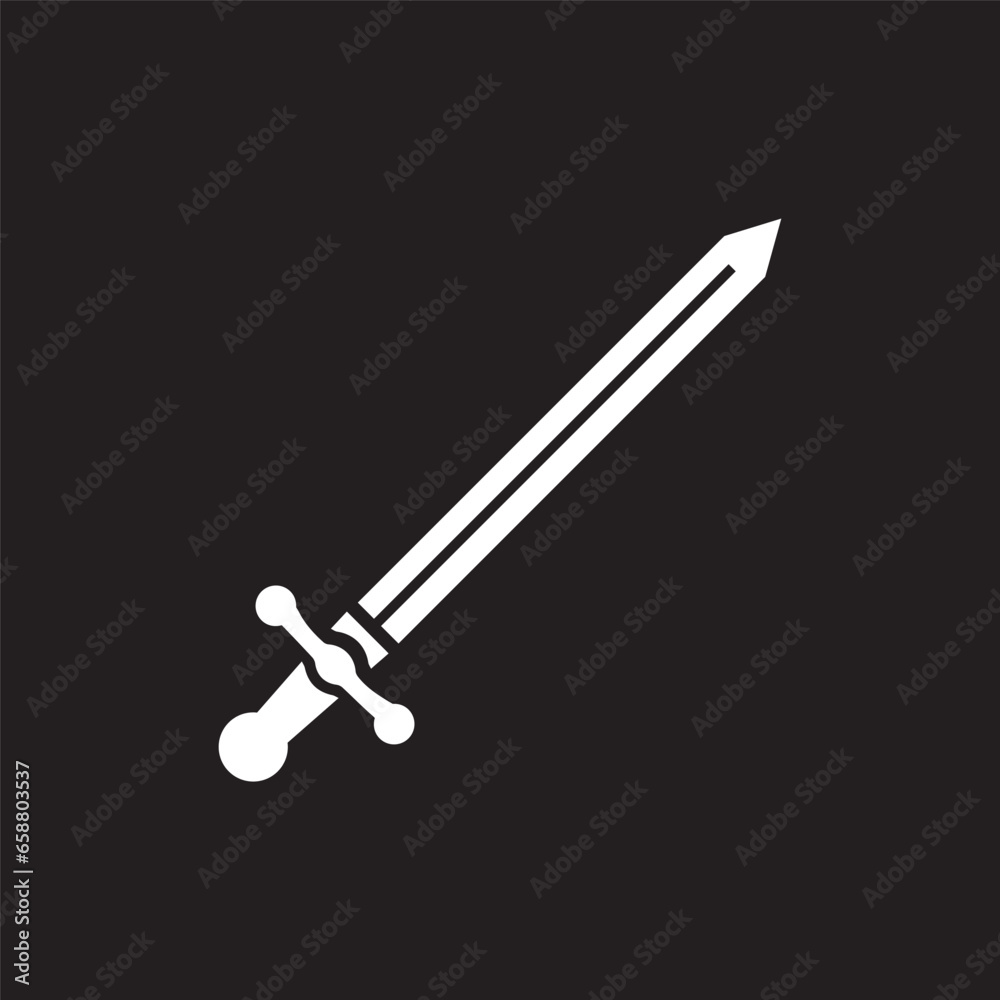 Knight sword icon silhouette isolated on a black background
Knight sword icon silhouette isolated on a black background