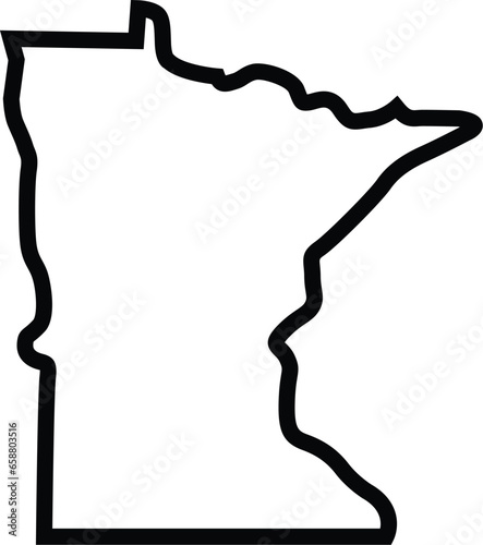 Minnesota Map black outline state USA. Vector Illustration.
