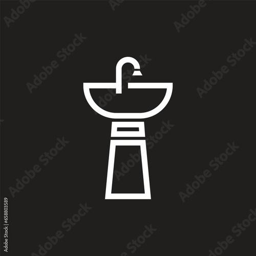 Washbasin icon. Flat design style. vector washbasin icon icon illustration isolated on a black background, graphic design vector symbols.
