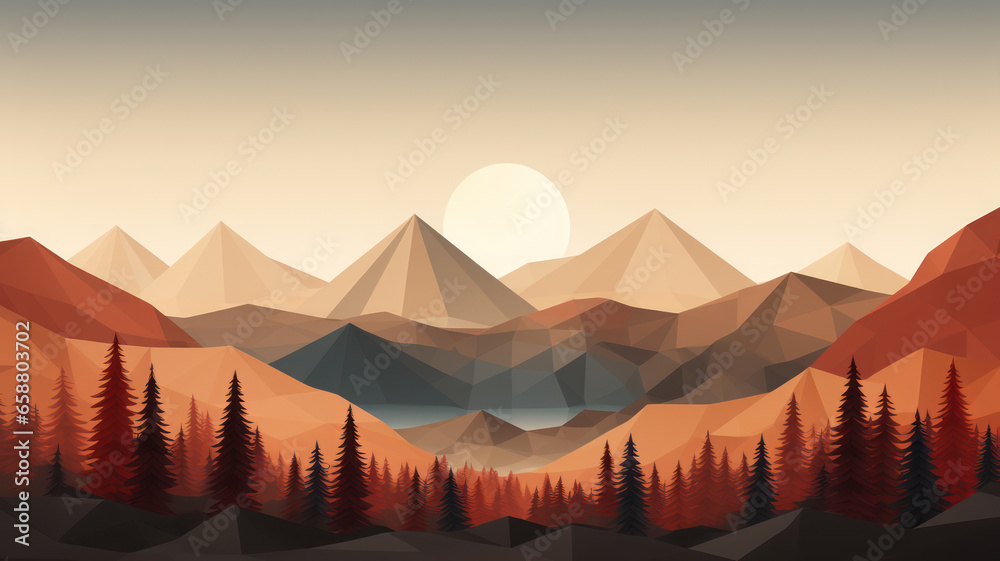 Simple Geometric Landscape with Muted Colors