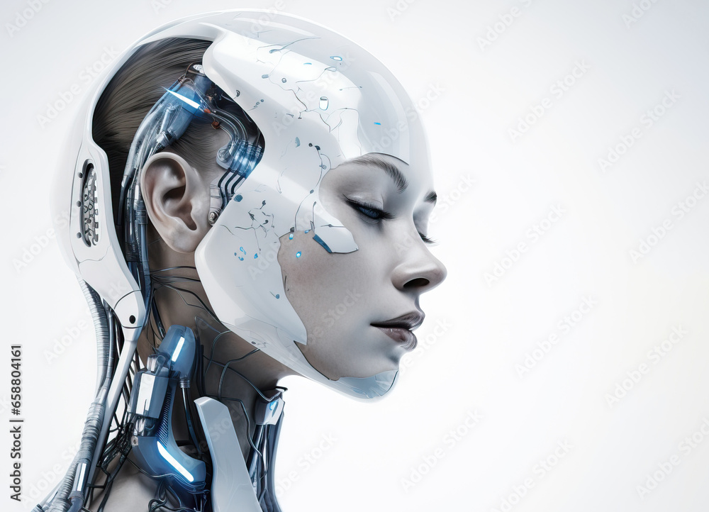 profile Abstract futuristic portrait of young female adult cyborg , generated by AI profile Abstract futuristic portrait of young female adult cyborg , generated by AI