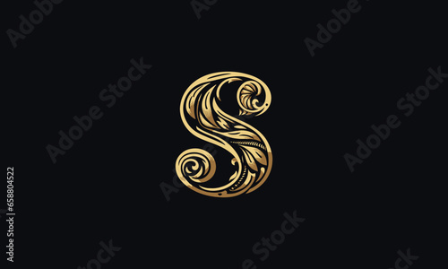 Letter S vector logo icon design luxury golden