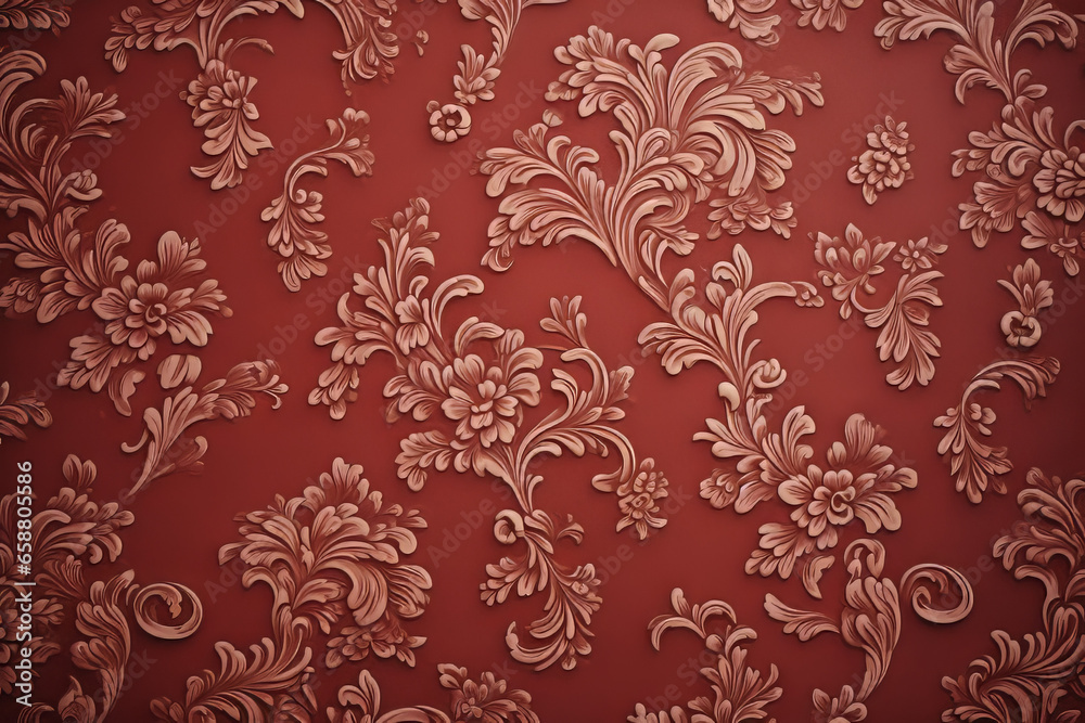 red floral interior home wallpaper