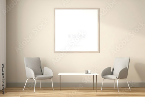 Blanked interior mockup showcasing a minimalistic and neat living space, providing a canvas for potential decor ideas, clean and modern