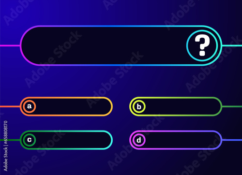 Question and answers windows design. Background for quiz game, template for exam, tv show, school, examination test. Bright Quiz Time design
