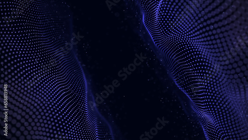 Abstract two side wave texture or background. The futuristic network structure with DNA effect. Big data visualization. 3D rendering.