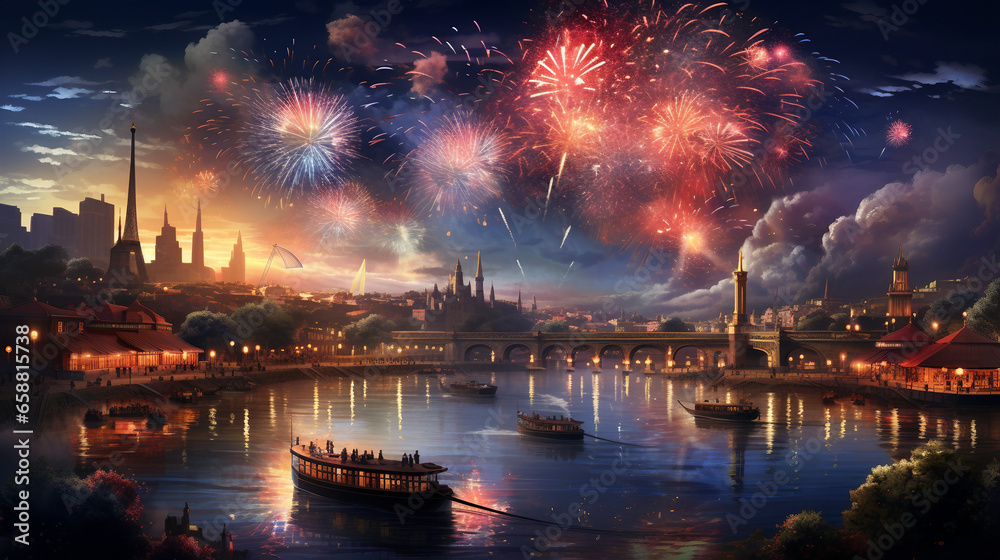 Explosive Start, Spectacular New Year's Fireworks Celebrations
