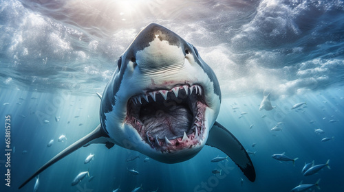 Underwater water teeth swimming blue sea dangerous predator shark animal ocean fish