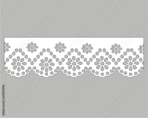 lace doily on white background vintage lace cotton vector Decorative ornament for border of fabric Stylized texture of embroidery, imitation satin stitch. Abstract background texture ornamental style.