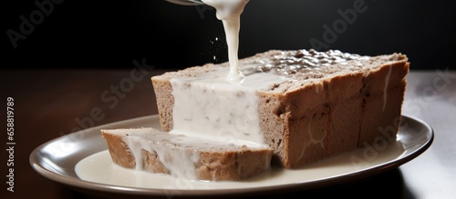 Revitalizing bread with milk for meatloaf With copyspace for text