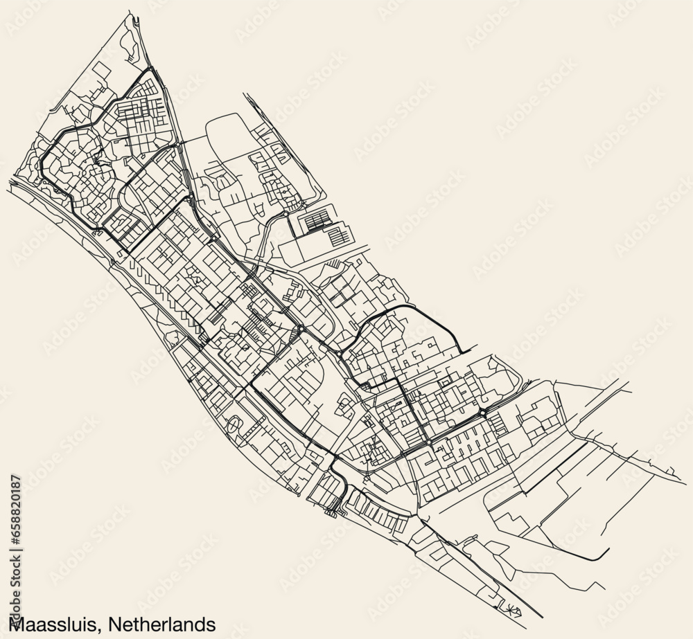 Photo & Art Print Detailed hand-drawn navigational urban street roads ...