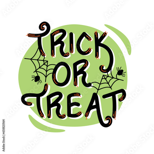 trick or treat lettering with spiders