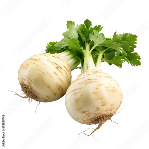 fresh celeriac isolated on white background, ai generated