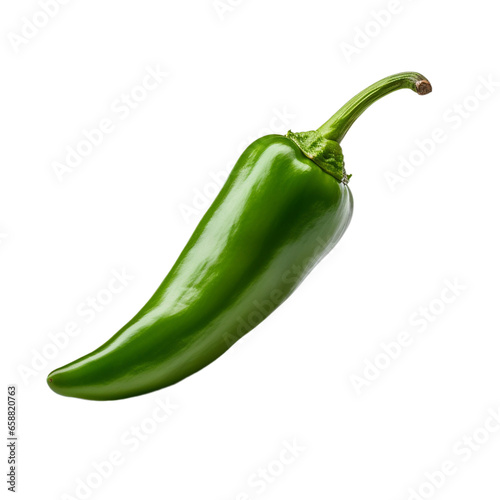fresh green chile pepper isolated on white background, ai generated