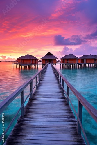 tropical paradise maldives style huts.  © W&S Stock