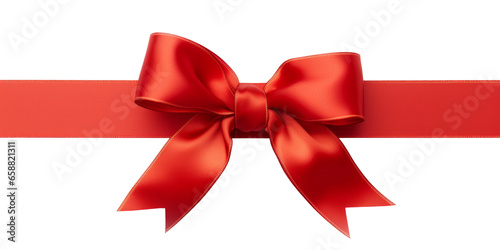 Red bow on a transparent background, festive red ribbon without a background, PNG red bow, clipart for a festive card.