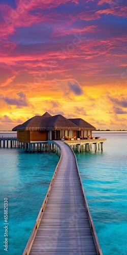 Fototapeta Naklejka Na Ścianę i Meble -  tropical paradise maldives style huts. 