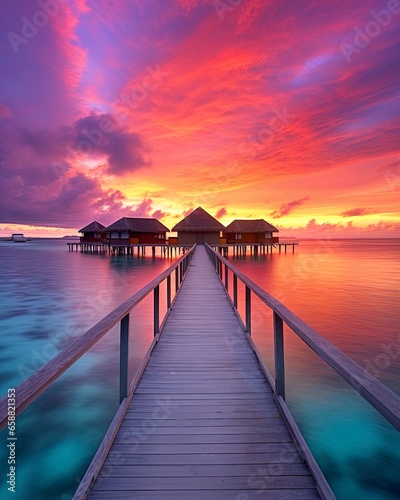 tropical paradise maldives style huts. © W&S Stock