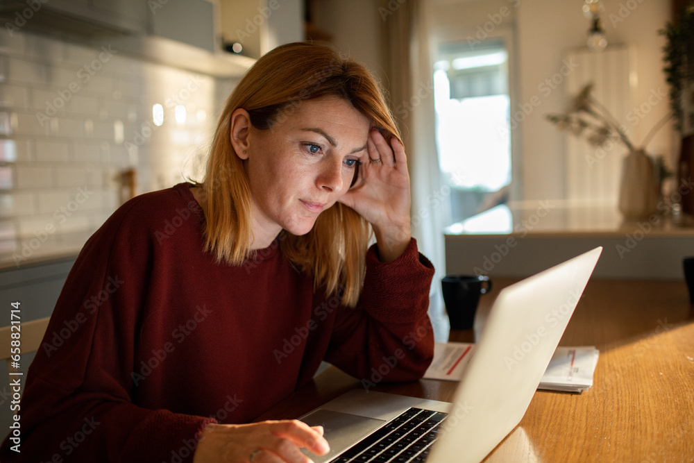 Young woman using the laptop at home Young woman using the laptop at home