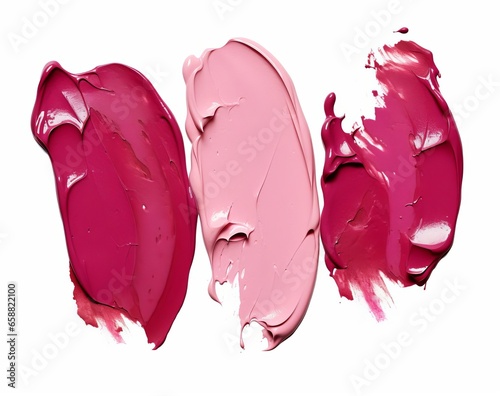 Three Lipsticks with Impasto Texture on White Background