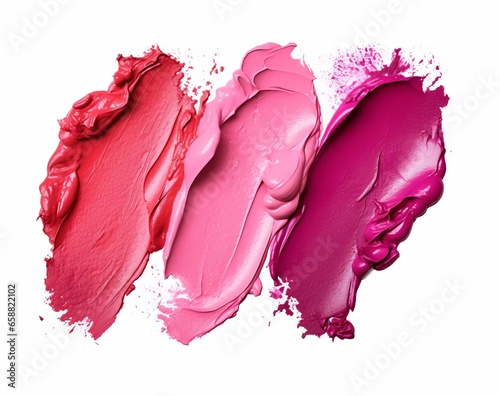 Three Lipsticks with Impasto Texture on White Background