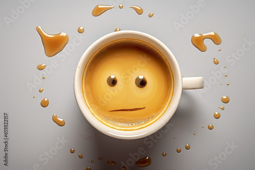 flat expression coffee spill