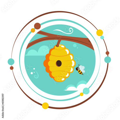 Honey beehive cartoon vector illustration graphic icon symbol
