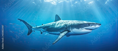 Mexican location where a blue shark is present With copyspace for text © 2rogan