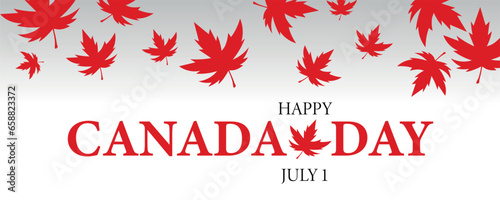 Greeting banner for Canada Day with maple leaves