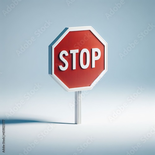  Stop sign on a blue background.
