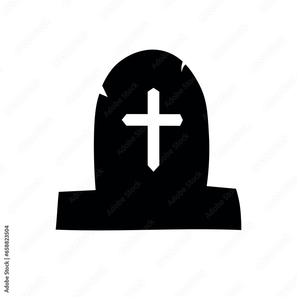 Grave with cross on white background Grave with cross on white background