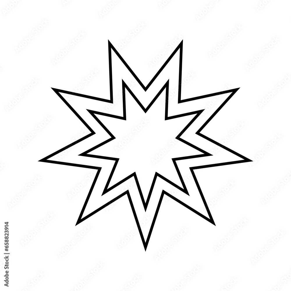 Nine pointed star on white background. Symbol of Bahai Nine pointed star on white background. Symbol of Bahai