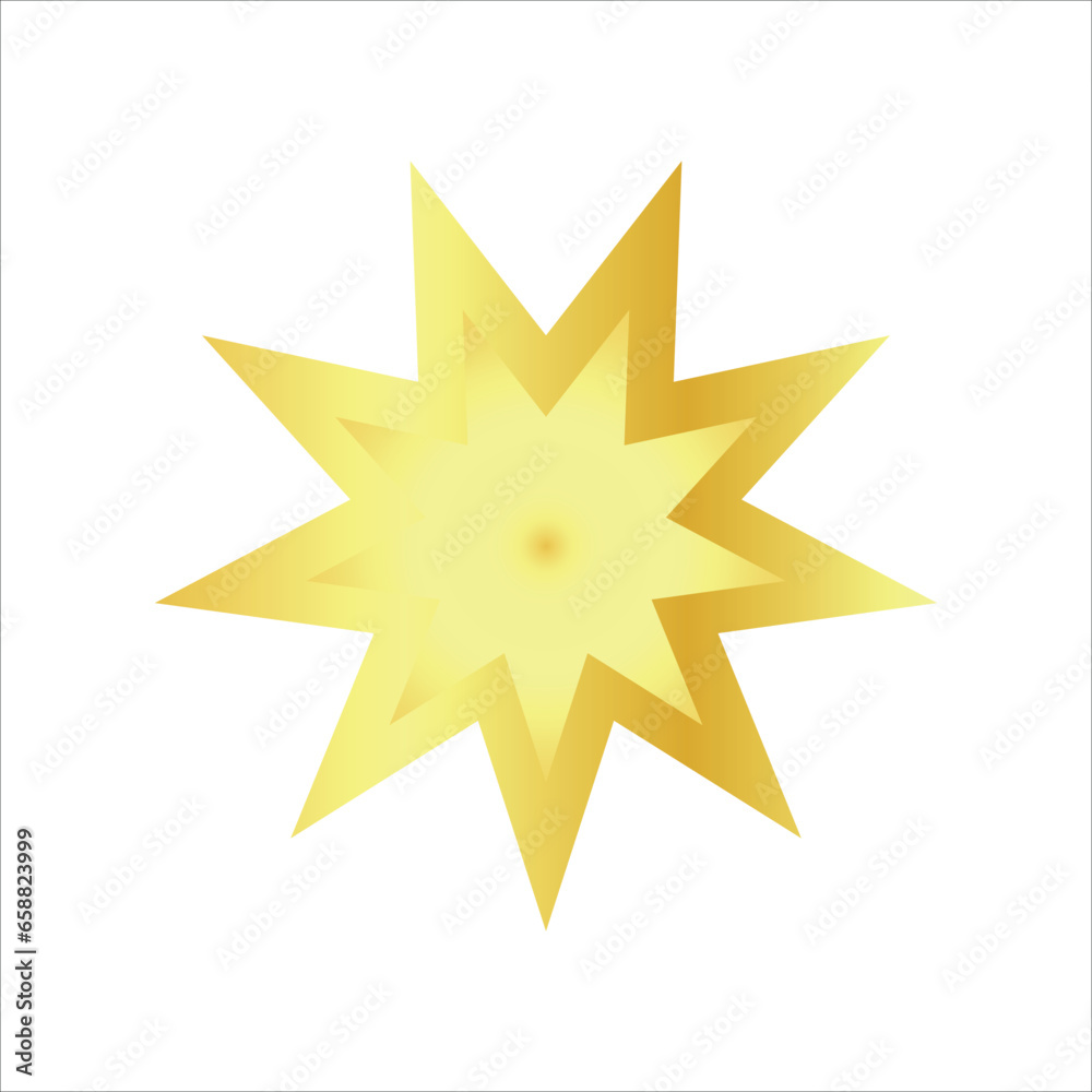 Golden nine pointed star on white background. Symbol of Bahai Golden nine pointed star on white background. Symbol of Bahai