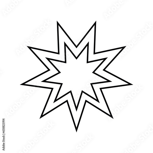 Nine pointed star on white background. Symbol of Bahai photo