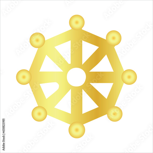 Dharmachakra on white background. Symbol of Buddhism