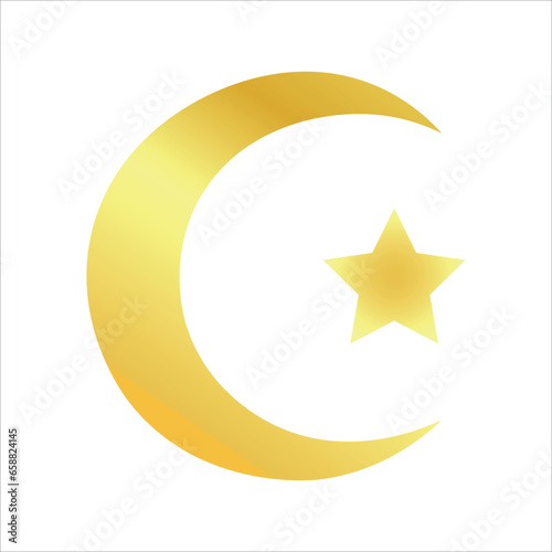 Golden crescent and star on...