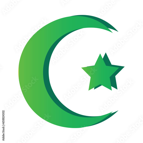 Green crescent and star on ...