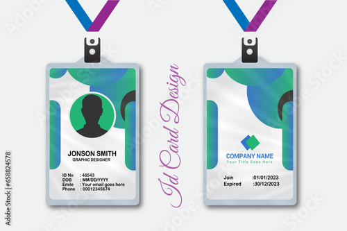 Abstract Geometric Id Card Design, Professional Identity Card Template Vector for Employee and Others
