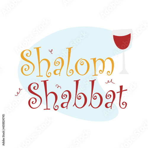 Text SHALOM SHABBAT on white background