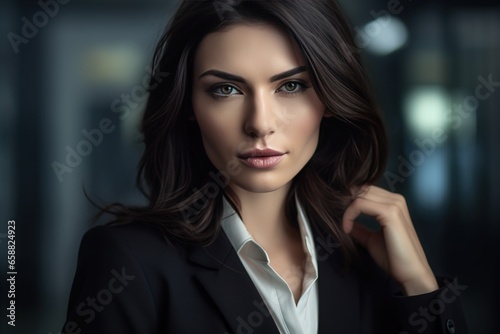 AI generated portrait of confident businesswoman at office 