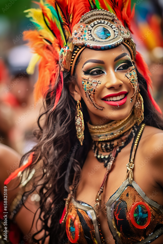 Portrait of a Brazilian woman dancer, carnival. Portrait of a Brazilian woman dancer, carnival.