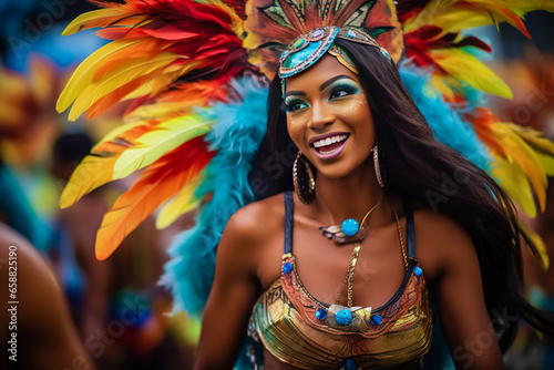 Portrait of a Brazilian woman dancer, carnival.